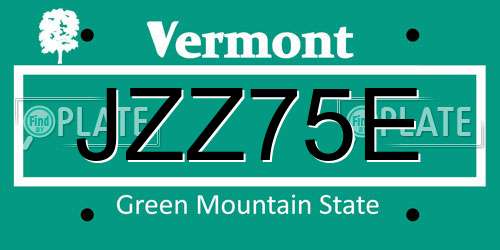 JZZ75E Vermont License Plate