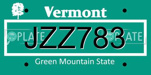 JZZ783 Vermont License Plate