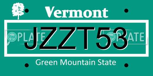 JZZT53 Vermont License Plate