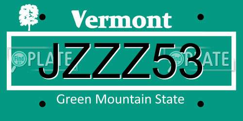 JZZZ53 Vermont License Plate