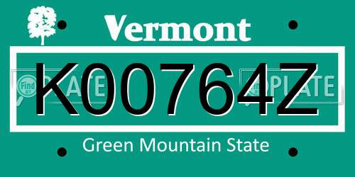 K00764Z Vermont License Plate