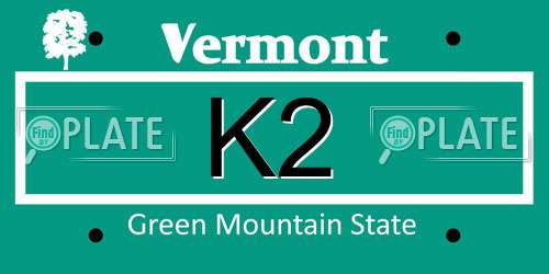 K2 Vermont License Plate