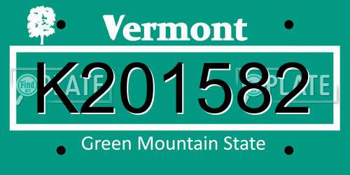 K201582 Vermont License Plate