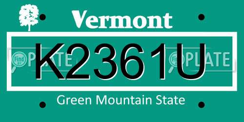 K2361U Vermont License Plate
