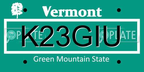 K23GIU Vermont License Plate