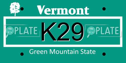K29 Vermont License Plate