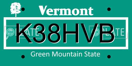 K38HVB Vermont License Plate