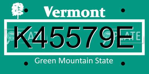 K45579E Vermont License Plate