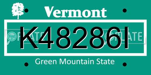 K48286I Vermont License Plate