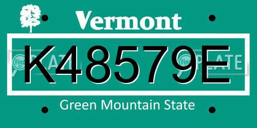 K48579E Vermont License Plate