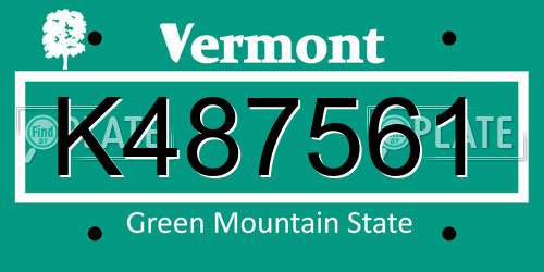 K487561 Vermont License Plate