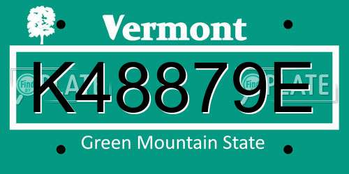 K48879E Vermont License Plate