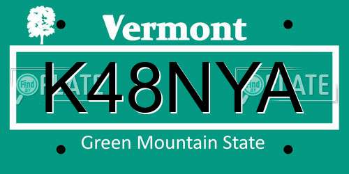 K48NYA Vermont License Plate