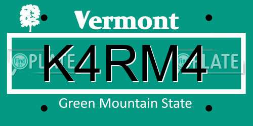 K4RM4 Vermont License Plate