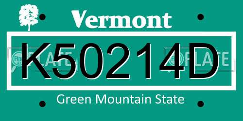 K50214D Vermont License Plate