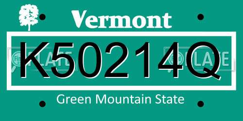 K50214Q Vermont License Plate