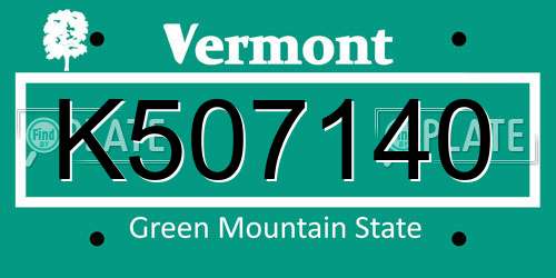 K507140 Vermont License Plate