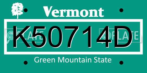 K50714D Vermont License Plate