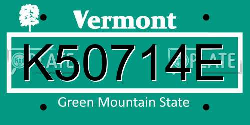 K50714E Vermont License Plate