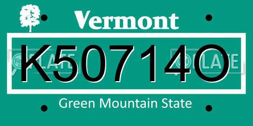 K50714O Vermont License Plate