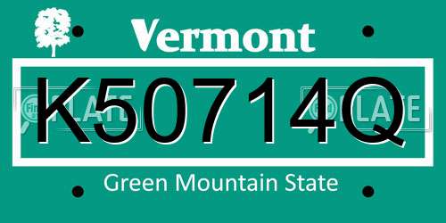 K50714Q Vermont License Plate
