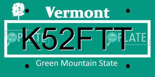 K52FTT Vermont License Plate