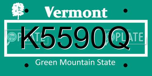 K5590Q Vermont License Plate