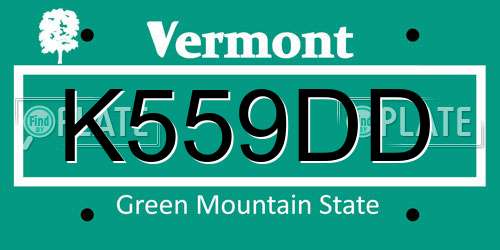 K559DD Vermont License Plate
