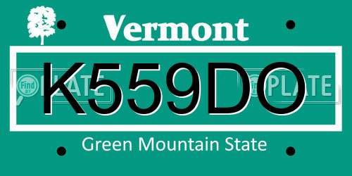 K559DO Vermont License Plate