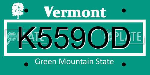 K559OD Vermont License Plate