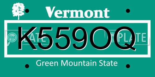 K559OQ Vermont License Plate