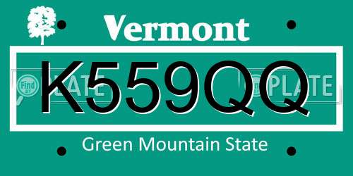 K559QQ Vermont License Plate