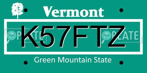 K57FTZ Vermont License Plate
