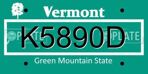 K5890D Vermont License Plate