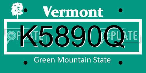 K5890Q Vermont License Plate