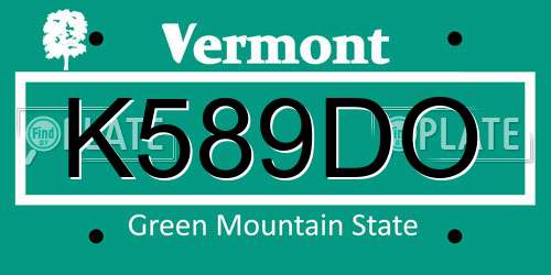 K589DO Vermont License Plate