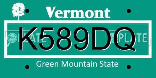 K589DQ Vermont License Plate