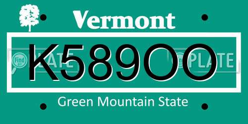 K589OO Vermont License Plate