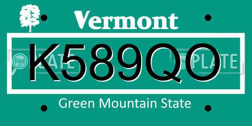 K589QO Vermont License Plate