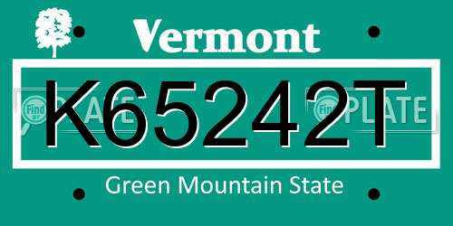 K65242T Vermont License Plate