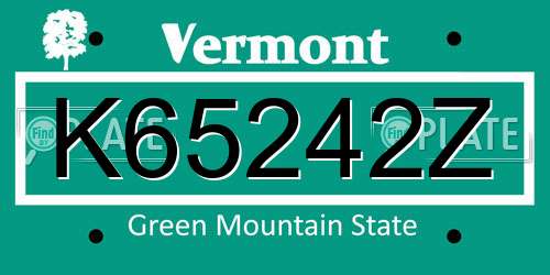 K65242Z Vermont License Plate