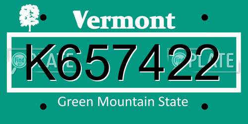 K657422 Vermont License Plate
