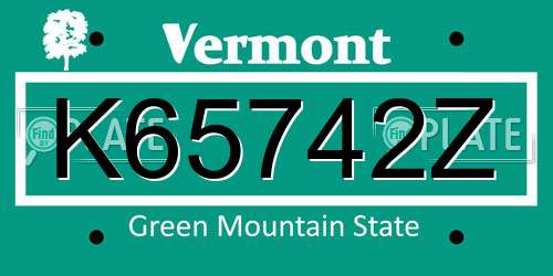 K65742Z Vermont License Plate