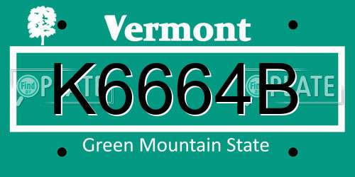 K6664B Vermont License Plate