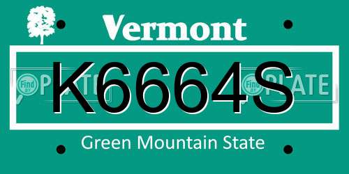 K6664S Vermont License Plate