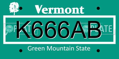 K666AB Vermont License Plate