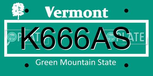 K666AS Vermont License Plate