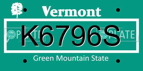 K6796S Vermont License Plate