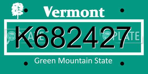 K682427 Vermont License Plate