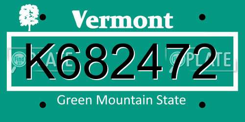K682472 Vermont License Plate